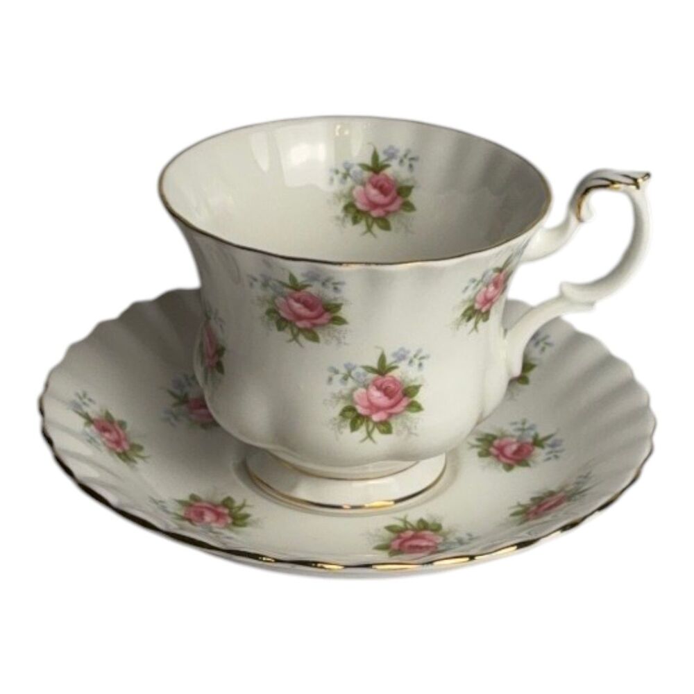 Royal Albert For Get Me Not Rose Pedestal Tea Cup Saucer